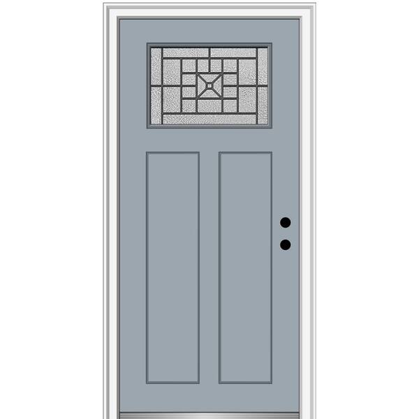 MMI Door 36 in. x 80 in. Courtyard Left-Hand 1-Lite Decorative Craftsman 2-Panel Painted Fiberglass Smooth Prehung Front Door