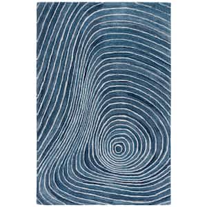 Abstract Blue/Ivory 3 ft. x 5 ft. Abstract Concentric Area Rug