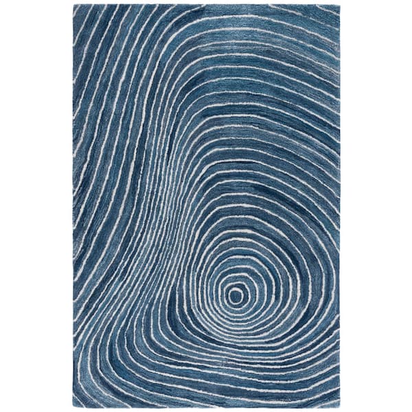 SAFAVIEH Abstract Blue/Ivory 3 ft. x 5 ft. Abstract Concentric Area Rug