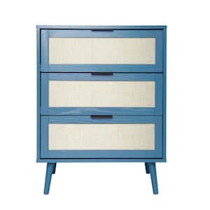 23.62 in. W x 15.39 in. D x 30.51 in. H Blue Linen Cabinet with 3-Drawer