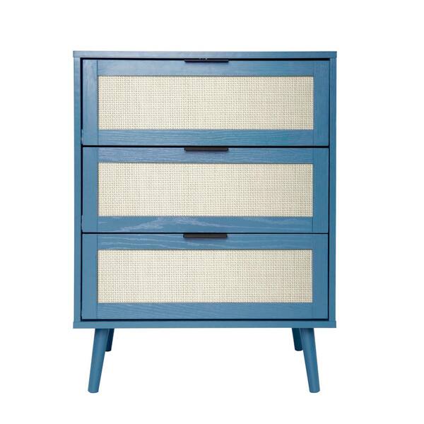 Unbranded 23.62 in. W x 15.39 in. D x 30.51 in. H Blue Linen Cabinet with 3-Drawer