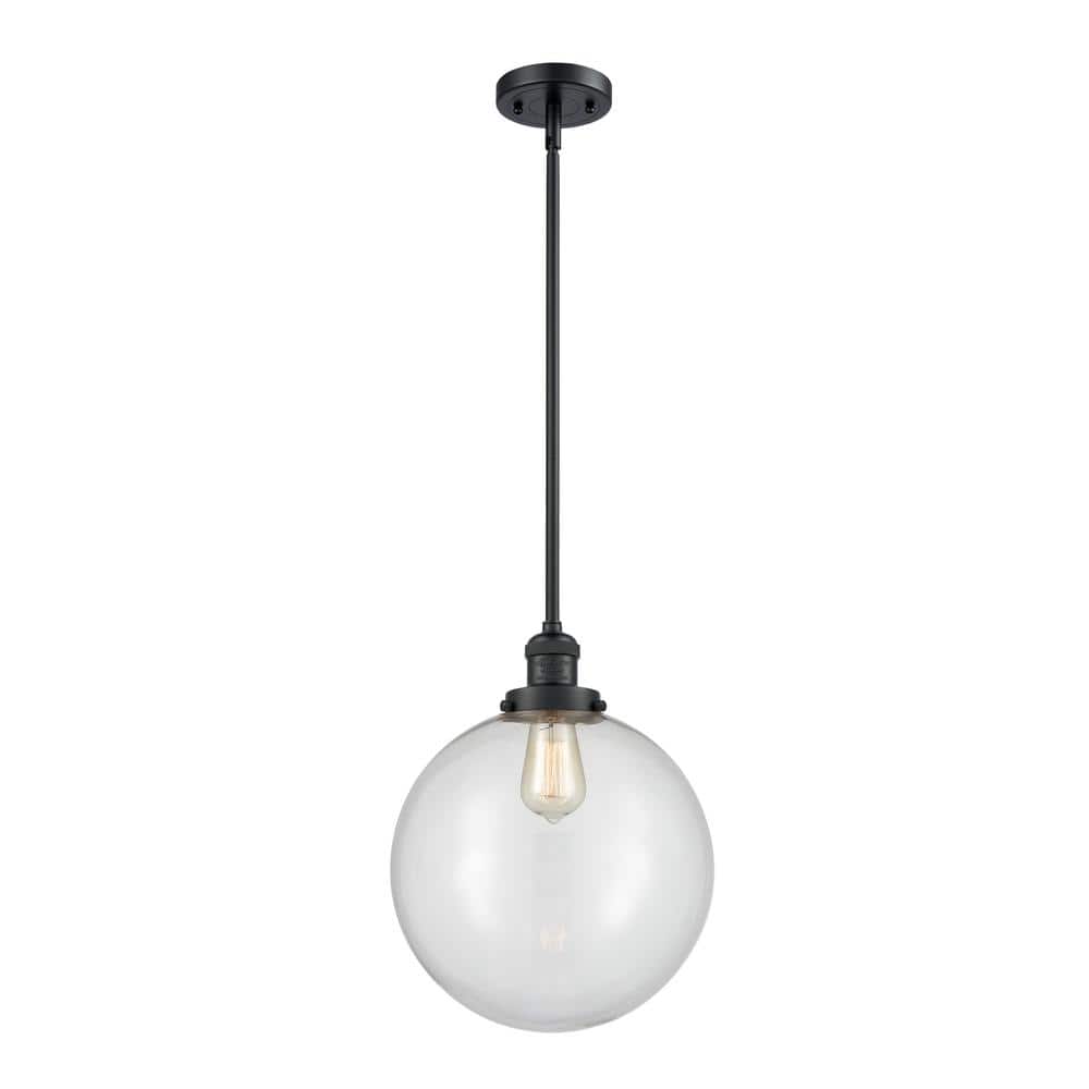 Innovations Beacon 1Light Matte Black Globe Pendant Light with Clear Glass Shade 201SBKG202