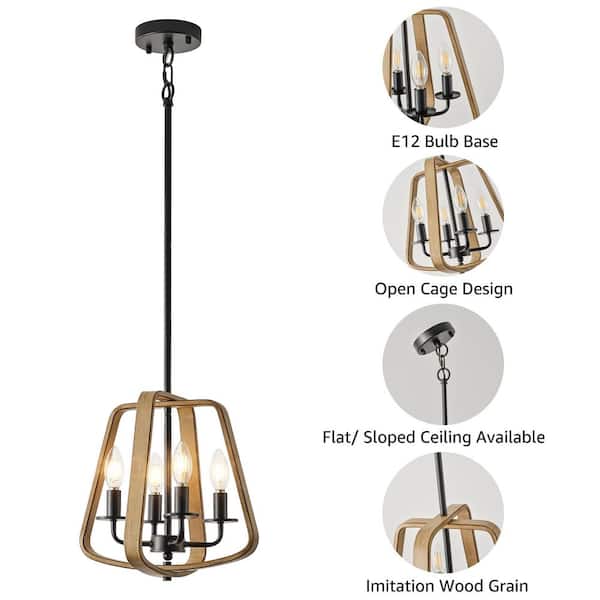 TinHon Modern Farmhouse 4-Light E12 Pendant Chandelier for Kitchen