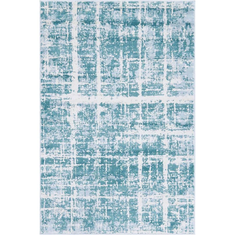 Turquoise Bliss Hand-Knotted Wool & Synthetic 4' x 6' Rug