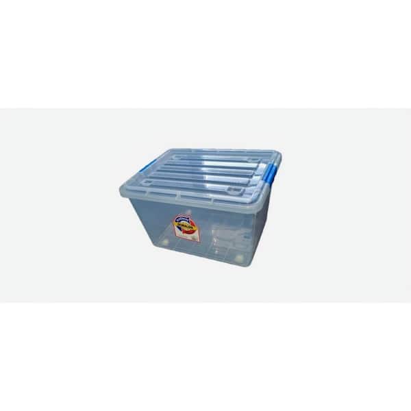 Unbranded 27 Qt. Latching Plastic Storage Tote Container and Lid with Wheels Clear