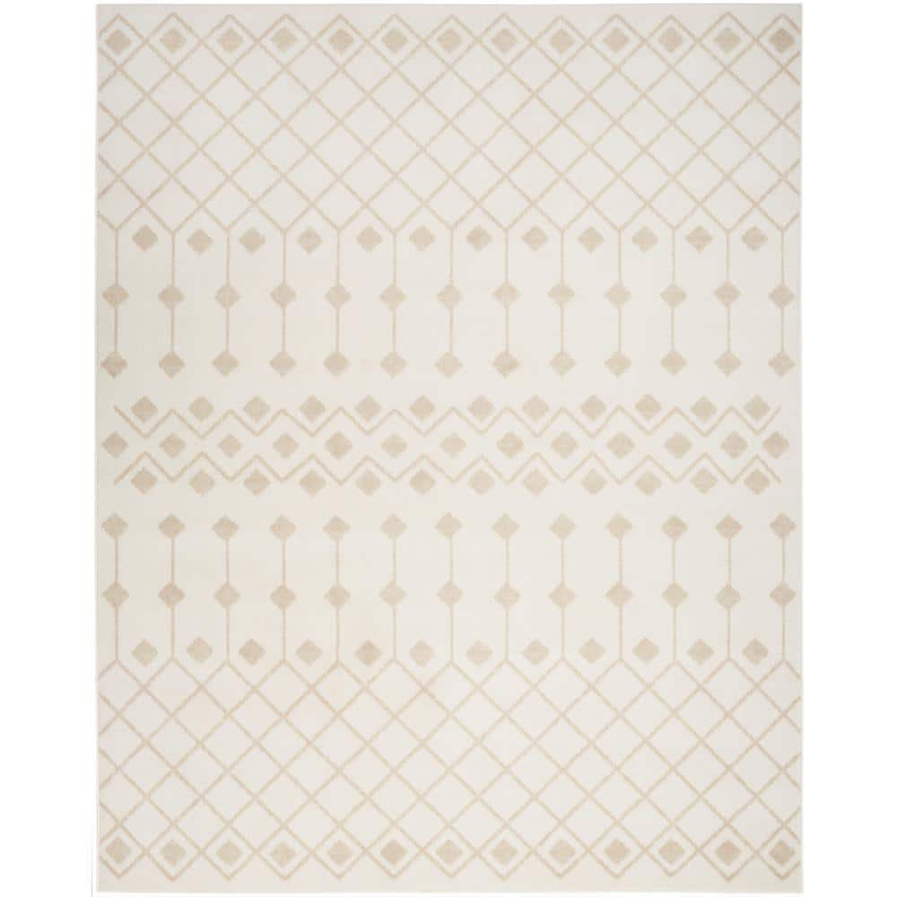 Nourison Grafix Ivory Beige 8 ft. x 10 ft. Trellis Transitional Area Rug