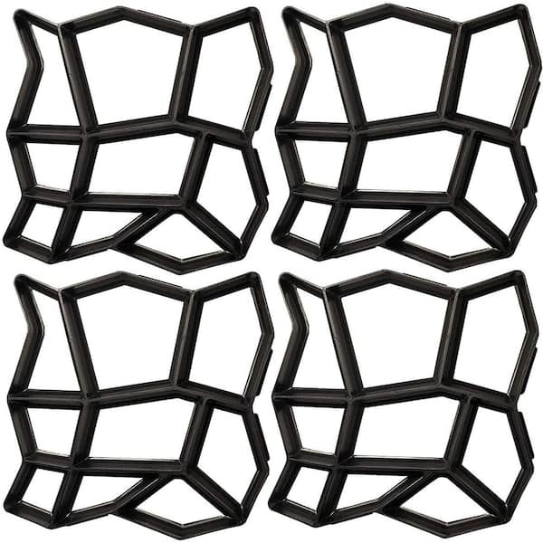 4 Packs Walk Path Maker Molds, Pathmate Stone Concrete Molds, Reusable Paving Pavement Molds, Stepping Stone Cement Mold