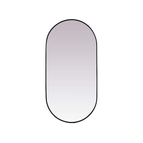 Unbranded Timeless Home 30 in. W x 60 in. H x Modern Metal Framed Oval Black Mirror