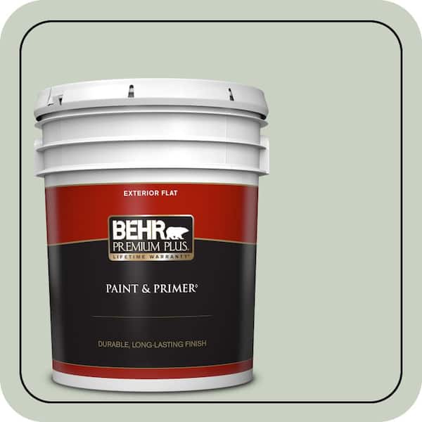 BEHR PREMIUM PLUS 5 gal. #PPU11-12 Mild Mint Flat Exterior Paint & Primer