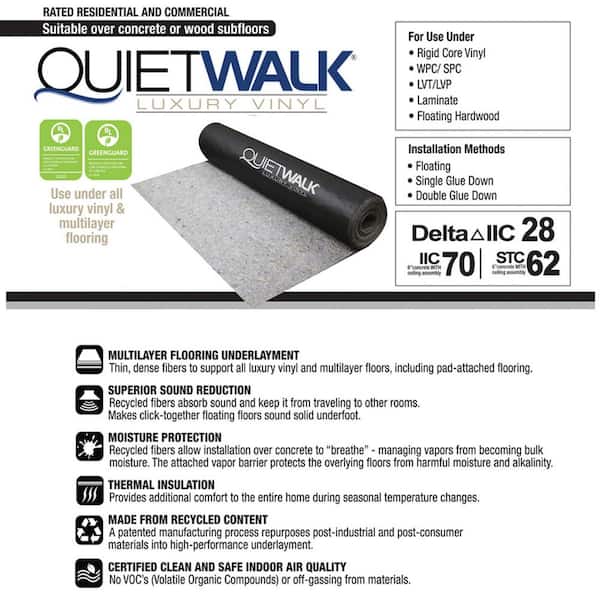 Quietwalk 100 Sq Ft X 3 33 34, Vapor Barrier Underlayment For Vinyl Flooring
