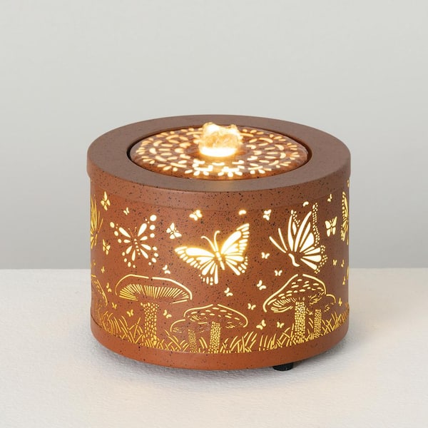 SULLIVANS 5.25 in. Copper Butterfly and Mushroom Tabletop Spitter Fountain