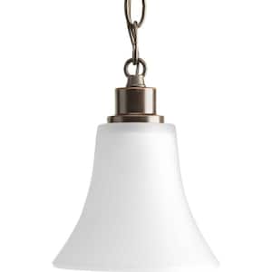 Joy Collection 1-Light Antique Bronze Mini Pendant with Etched White Glass