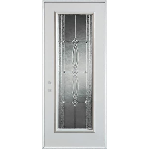 Stanley Doors 32 in. x 80 in. Diamanti Zinc Full Lite Painted White Right-Hand Inswing Steel Prehung Front Door