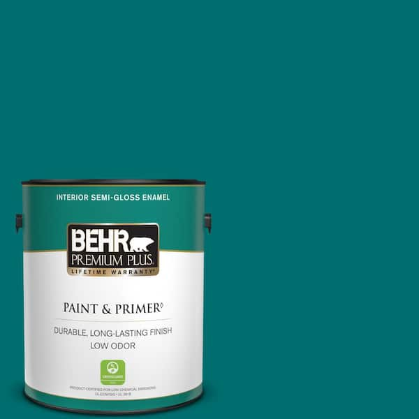 BEHR PREMIUM PLUS 1 gal. #P460-7 Caribbean Current Semi-Gloss Enamel Low Odor Interior Paint & Primer