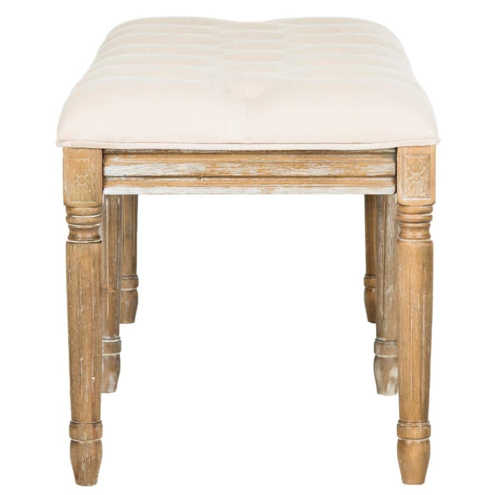Rocha 47'' Beige and Brown Tufted Wood Storage Bench