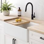 Bradstreet II Crisp White Fireclay 33 in. Single Bowl Farmhouse Apron Workstation Kitchen Sink with Cutting Board