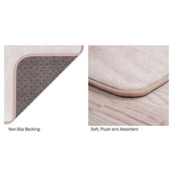 Lavish Home 2 Piece Memory Foam Shag Bath Mat Set Ivory