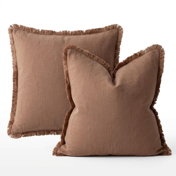 Rust Tassels 18 in. x 18 in. Throw Pillow Cover Set of 2