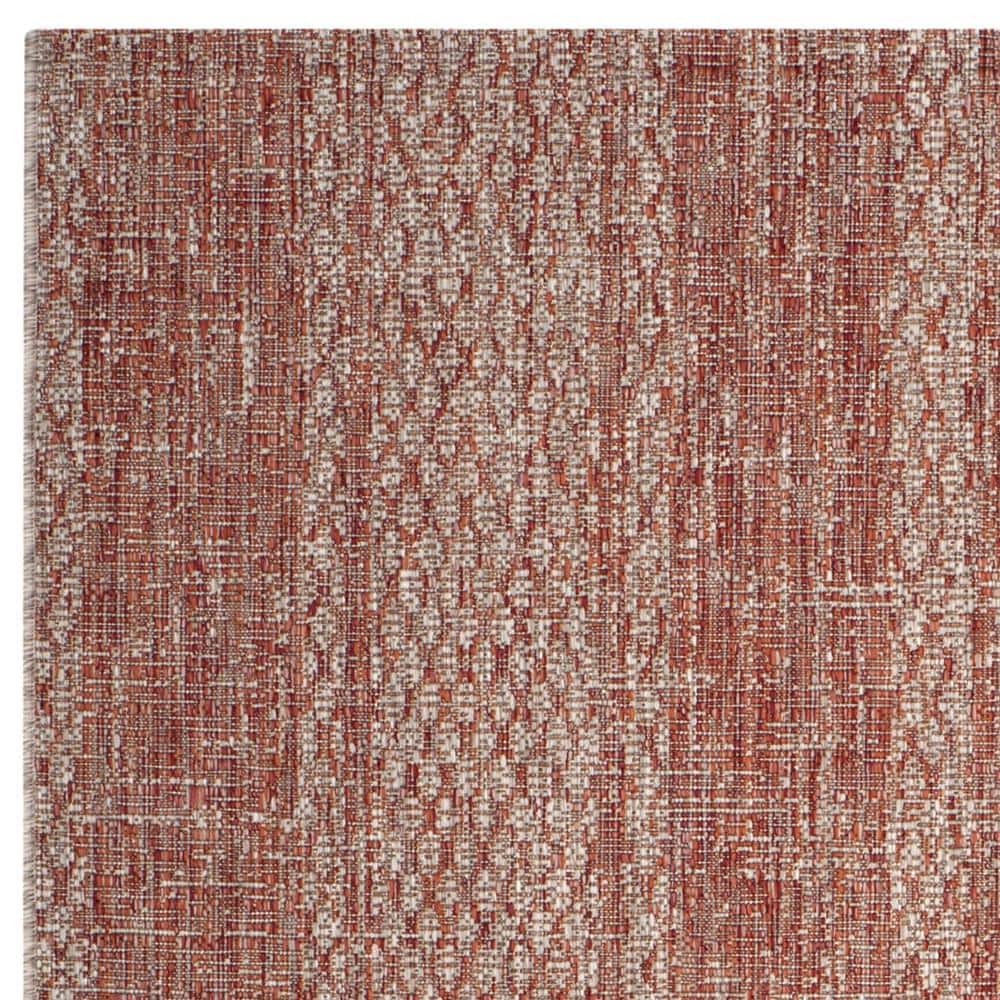 Light Beige and Terracotta Synthetic Outdoor Area Rug