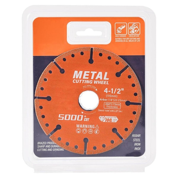 Diamond Cutting Wheel 4-1/2 in. 7/8 Arbor Metal Cut Off Disc 5000 plus Cuts Rebar Steel Iron INOX Precision
