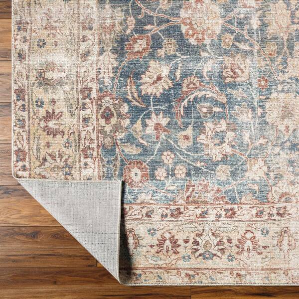 Surya Marlene Blue/Tan 5 ft. x 7 ft. Medallion Indoor Area Rug 