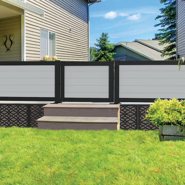 Modular Fencing 76 in. H Matte Black Aluminum Hard Surface Post for a 6 ft.  H Outdoor Privacy Fence System