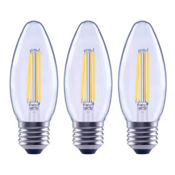 100-Watt Equivalent 2700K Soft White B11 Dimmable Clear Medium E26 Base Blunt Tip Candle LED Light Bulb (3-Pack)