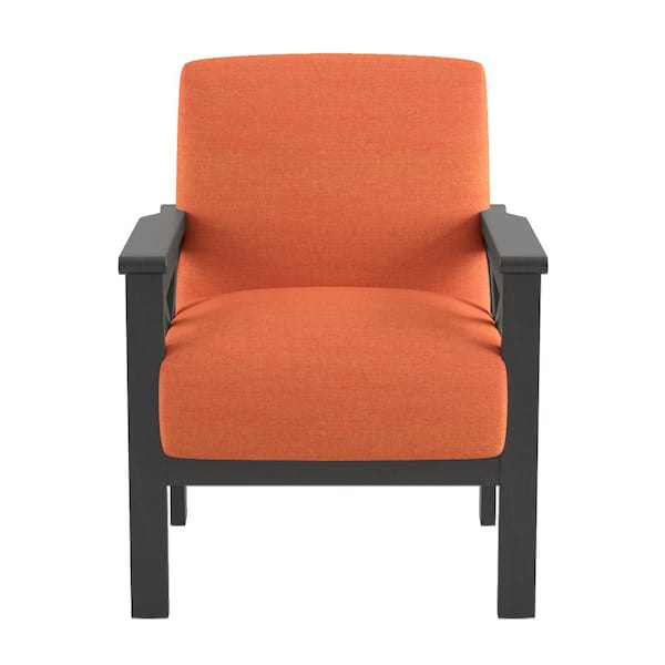 EVERGLADE HOME Savion Orange Textured Upholstery Solid Wood Frame Accent Arm Chair
