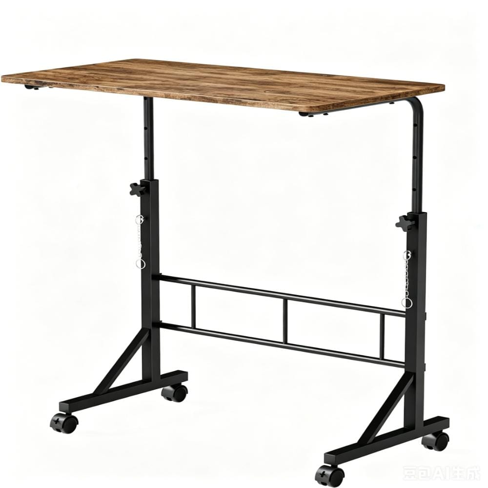 31.5 x 15.75 in. Manual Rustic Brown Adjustable Height Mobile Desk Portable Workstation with Locking Wheels & Pin-Lock price history on PriceWatchPro