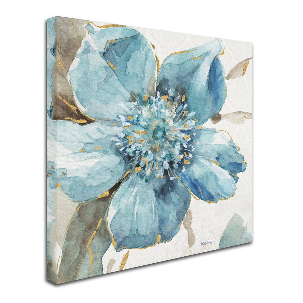 Indigold VI Blue and Gold Floral Canvas Painting