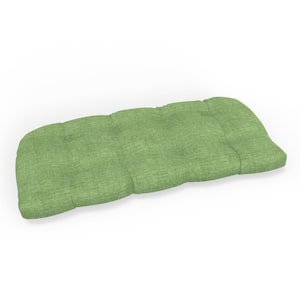 Solid Rectangular Tufted Outdoor Wicker Sofa Setee Swing Bench Cushion in Splash Green