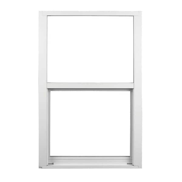Ply Gem 36.25 in. x 37.625 in. 400 Series White Aluminum Single Hung Window with Grilles & LE Glass, Block 23, Screen Included