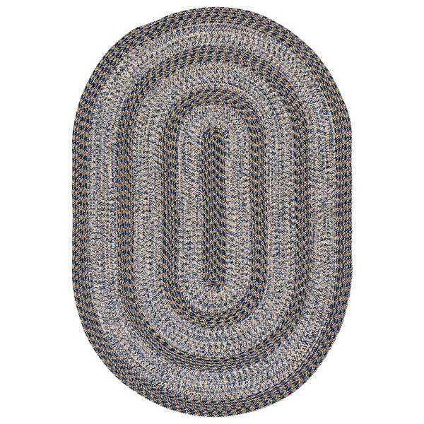 Braided 4 x 6 Navy/Gold Basket Weave Washable Oval Rug
