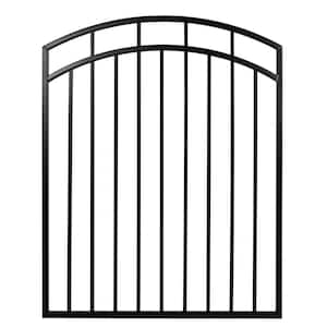 3.75 ft. x 4.67 ft. Benitoite Profile Black Iron Center Point Arched Top Fence Gate