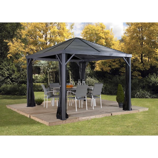 Sojag Sanibel 10 Ft. X 10 Ft. Grey Rustproof Aluminum Framed Gazebo 500 ...