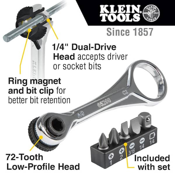 Klein Tools 1/4 in. Drive Electrician's Mini Ratchet with