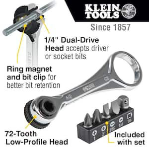 1/4 in. Drive Electrician's Mini Ratchet with Screwdriver Bits and Adapter