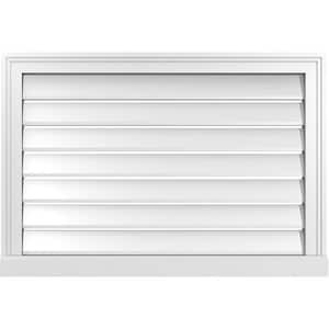 32 in. x 22 in. Vertical Surface Mount PVC Gable Vent: Functional with Brickmould Sill Frame