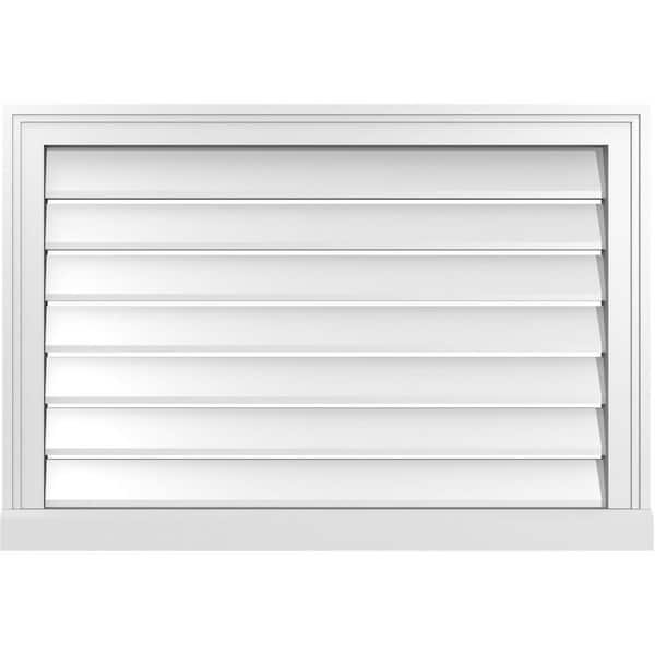 Ekena Millwork 32 in. x 22 in. Vertical Surface Mount PVC Gable Vent: Functional with Brickmould Sill Frame