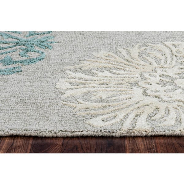 Rizzy Home Charming 3' x 5' Floral Ivory/Gray/Rust/Blue Hand-Tufted Area Rug Rizzy Home Charming 3' x 5' Floral Ivory/Gray/Rust/Blue Hand-Tufted Area Rug