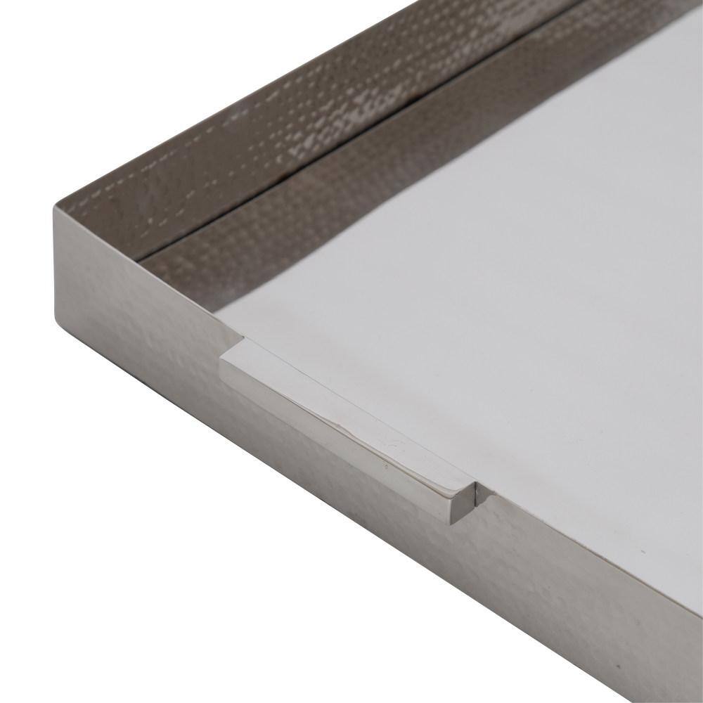 Samana Silver Hammered Stainless Steel Rectangular Tray