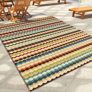 Jumping Jack Multi Striped 8 ft. x 11 ft. Indoor/Outdoor Area Rug