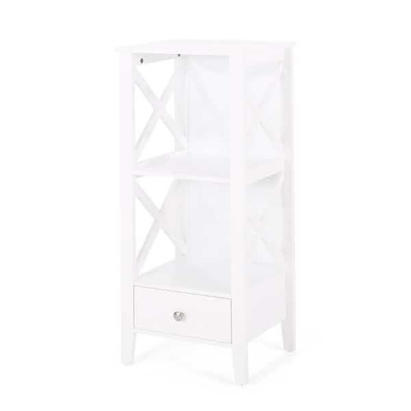 Tatahance 15.7 in. W x 12.5 in. D x 36.5 in. H White MDF Storage Rack Linen Cabinet