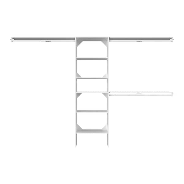 Selectives 85 in. W x 121 in. W White Basic Standard Wood Closet System Kit with Top Shelves