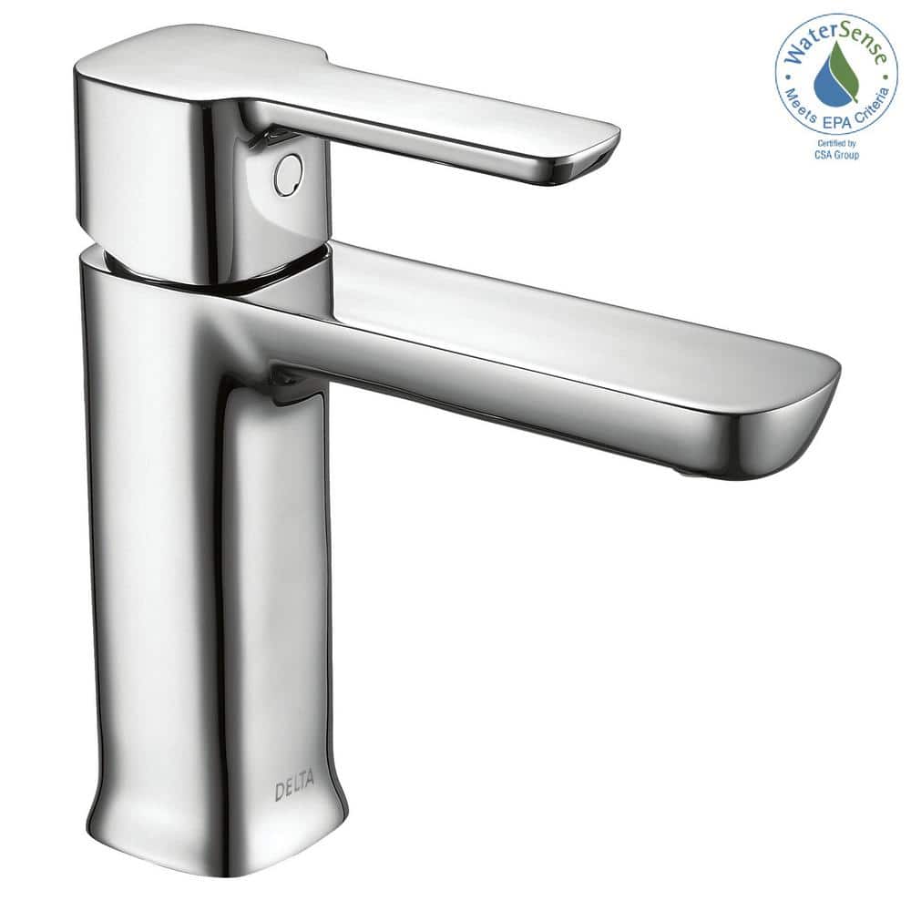 Delta Modern Chrome 6.5" Single Hole Bathroom Faucet with Drain Assembly