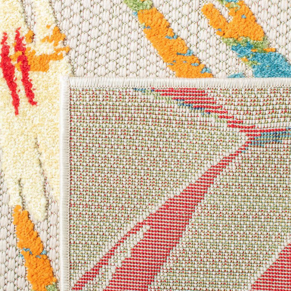Ivory and Multicolor Tropical Floral Reversible Area Rug
