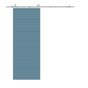 Modern Classic 36 in. x 80 in. Dignity Blue Stained Composite MDF Paneled Sliding Barn Door with Hardware Kit