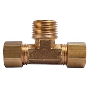 1/2 in. O.D. x 1/2 in. O.D. x 1/2 in. MIP Brass Compression Branch Tee Fitting (5-Pack)