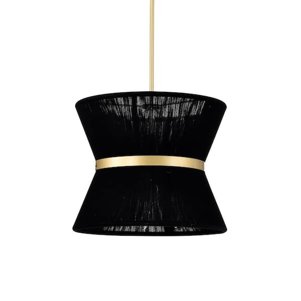 Warehouse of Tiffany Abra 16 in. 6-Light Indoor Brass and Black Thread Finish Chandelier with Light Kit