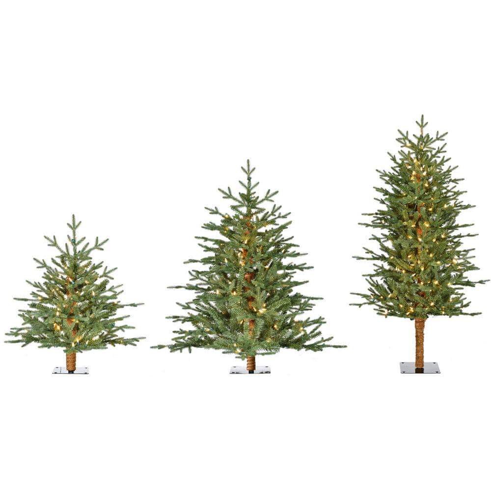 2 ft., 3 ft., 4 ft., Green Alpine Artificial Christmas Tree with Warm White
